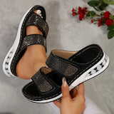 New Summer Ladies' Thick-Soled Slippers Water Drill With Air Cushion Slope Heel Large Size