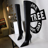 Shoes Stiletto Sexy Over-the-Knee Boots Black Leather Boots Sexy Thin High Heel Boots Winter Long Boots Plus Size