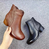 Breakj Boots Women's Shoes To Keep Warm 2024 Autumn And Winter Family Wind Side Zipper New Versatile Comfortable Mom Shoes Retro And
