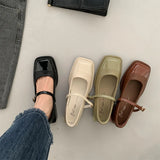 Breakj New Rough Heel Love Small Leather Shoes Women's Shoes New Spring French Niche Mary Jane Black Square Head Single