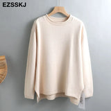 Winter splitside oversize thick Sweater pullovers Women 2021 loose cashmere turtleneck big size Sweater Pullover