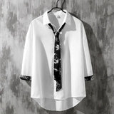 Shirt Men Bouse Women White Japanese Summer 2021 Short Sleeve Student Korean Loose Fairy Tie Shirts Retro