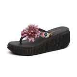 Hot sale 2021 Slippers Women Ladies Fashion Wedges Flower Loafer Causal Shoe Beach Slipper Sandals Flip Flops Women