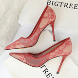 Breakj Sexy Show Thin High Heels Women's Shoes Thin Heel High Heel Shallow Pointed Mesh