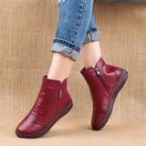 2021 Autumn Fashion Women Genuine Leather Boots Handmade Vintage Flat Ankle Botines Shoes Woman Winter botas