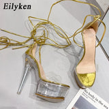 Fashion Open Toe Ankle Strap Transparent Platform stripper heels Sandals Ladies Nightclub Party Dress Women