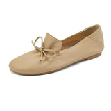 Loafers Women Slip-On Flats Real Leather Ladies White Mules Pleated Daily Driving Flats Women Basic Moccasins Big Size
