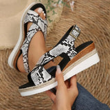 Women's Wedges Sandals Ladies Summer Casual Platform Fashion Open Toe Print Rome Sandals Female Beach Sandals Sandalias De