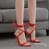Pointed Cross Strap High Heel Sandals Women Plating High Heel Ring Strap Fashion