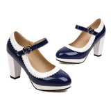 10 Colors Large Size Women Strap Pumps Patent Leather Platform Spike High Heels Round Toe Party Wedding Shoes Bridal
