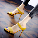 Spring 2023 High-Heeled Slippers Women Wear Fishmouth Sexual Fairy Knitted Shoes Fashionable