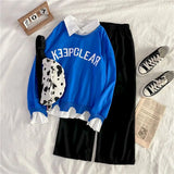two-piece hoodies wide-leg pants suit female students Korean version of loose polo collar 2022 new autumn tide Harajuku