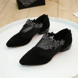 Women Fashion Rhinestone Sandals Women Flowers Low Heel Sandals Women Mesh Plus Size Sandals Sandalias