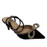 Sandals 2024 Spring Style Ladies Diamond Bow Tie Women's Shoes Thin Heel Baotou French