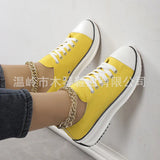 Breakj Casual Single-Shoe Women 2025 Spring And Autumn New Round Head Tie With Thick Bottom Low Help Canvas Single