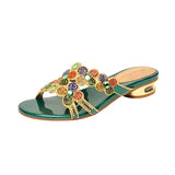 Slippers Full Of Diamond High Heels Women's New Fashion Thick Heels Wear Fashionable Sexy Slippers In The Summer Of