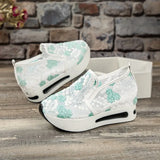 Breakj Women 2025 Spring Korean Version Of The New Lace Mesh Casual Heel High-Shoe High-Shoe Women's Single