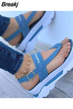 Women Sandals Shoes Summer New Platform Wedges Comfortable Ladies Shoes Open Toe Buckle Strap Slippers Female Leisure