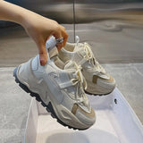 Women's Vulcanize Shoes Platform Chunky Sneakers,off white Brown Sports Shoes,Comfort Casual High Sneaker Women Vulcanize