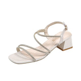 Breakj Sandals In The Summer Of 2025 British Fashion With New Square Head Drill With Thick High Heels Women's