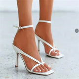 Summer NEW Women's Sexy Bomb Square Toe High Heeled Shoes Toe Clamping Stiletto High Heels Plus Size 35-43 Zapatos De
