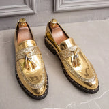 New Fashion Men's Sequined Tassel Shoes Handmade Retro Comfortable Soft Non-slip Loafers Male Casual Leather Shoes