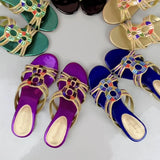 Women's Slippers In Summer Wear Crystal Diamond Sandals, Women's Sandals, Thick Heels, Bohemian Slippers, Full Of