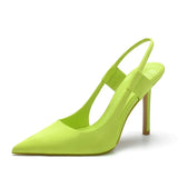 Simple Slingbacks Women Pumps Elegant Pointed toe Satin Stiletto High heels Female Mules Spring Summer Office Lady
