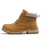 New Women Winter Snow Boots Fashion Leather Warm Plush Martin boots Outdoor Casual British Retro Ladies Pink Ankle