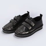 Women Crystal Flat Shoes Autumn Fashion Lace Up Ladies Casual Shoes Comfortable Round Toe Platform