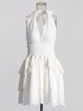 2025 Spring Fashion Sexy Hanging Neck Slicing High-End Sleeveless Solid Color Dress