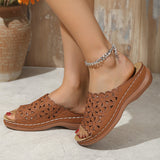 Breakj 2025 Summer New Simple Leisure Flowers Hollow PU With Women's Slopes And