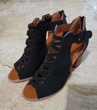 2020 Women Square Heel Sandals Peep Toe Hollow Out Chunky Gladiator Sandals With Strap Black Spring Summer Shoes