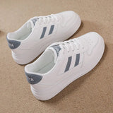 Flats Shoes Thick Bottom Platform Lace Up Vulcanized Shoes PU Lace Up Shallow Female Skateboard Classics Ladies