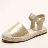 Summer Espadrilles Sandals Women Gold Flat Closed Toe Plus Size Slip On Fisherman Sandal Women's