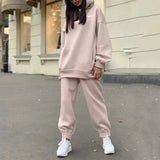Piece Set Print Oversize Fleece Women's Set Sport Casual Tracksuit Winter 2020 Female Hooded Long Sleeve Hoodie Pants