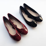 Leather bow ballerinas woman bow-knot loafers brand retro single flats shoes round toe slip on moccasins female
