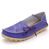 Shoes Genuine Cow Leather Soft Comfy Ladies Flat Shoes Outdoor Candy Colors Ballet Women Footwear Lace-Up Zapatos