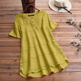 Womens Lace Shirts Fashion 2022 ZANZEA Embroidery Tops Button Short Sleeve Shirts Female Asymmetrical Blusa