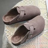 Hot Popular Men's Closed Toe Cork Slippers Mule Clogs Cork Sandals For Men Split Leather Garden Slides Cork