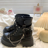 Breakj Chain Rivets Sweet And Cool Ins Diablo Martin Boots 2025 New Small Mangour Height JK Punk