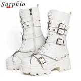 Shoes Punk Cross Chain Platform Boots Buckle Strap Fashion Goth Gothic Chunky Boots For Women Rivet Design Lace Up