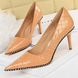 Shoes Quality High Heels Women Pumps Rivet Metal Chain Women Heels Stiletto 2022 Luxury Banquet Shoes Pumps Female