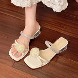 Breakj Summer New Word Water Diamond Mountain Tea Transparent Crystal And Temperament And High And Cool Slippers