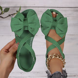 Breakj Sandals Women's Summer New Soft-Soled Bow Flat And A Word Sandals Fashion Wear Sweet Cool