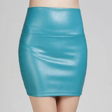 Skirts Women Pencil Skirt Pu Leather High Waist Party Female Sexy Short Woman Bodycon Saias Feminina 20 Candy Colors