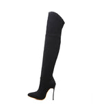 Sexy Over the Knee high Boots Woman Flock Leather Thick high heels Women Boots Winter Black Apricot Brown Party