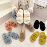 Winter Keep Warm Women Fur Furry Slippers for Home Fluffy Soft Indoor Slides Thick Flats Heel Non Slip Indoor House