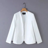 Sale Women Split Design Cloak Suit Coat Office Lady Black White Jacket Fashion Streetwear Casual Loose Outerwear Tops