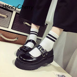 Lady Maid Uniform Performance Buckle Round Head Thick High Heel Muffin Thick Sole Single Shoe Cosplay Women